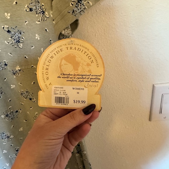 VTG NEW Y2K Cherokee Maxi Dress Floral 100% Cotton Size Medium Green NWT - Picture 6 of 6